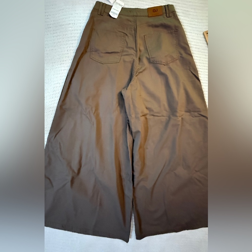 NWT Gloria Jeans Brown Wide Leg Pleated Slit Pants L - Picture 13 of 14